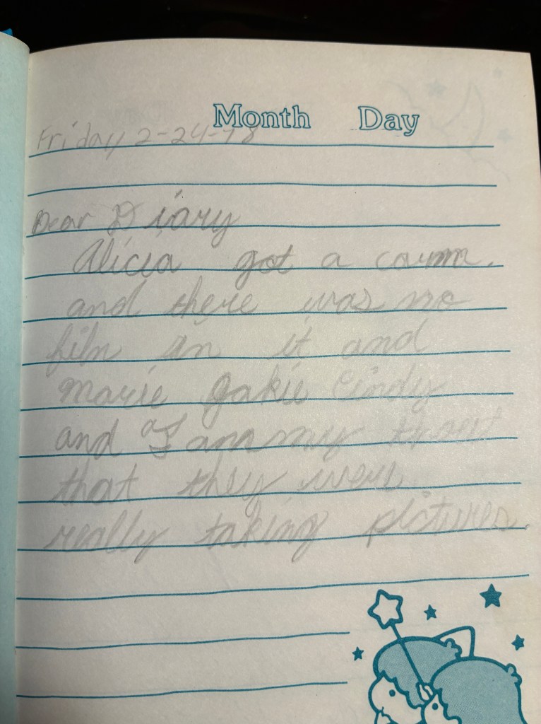 First diary entry written in pencil