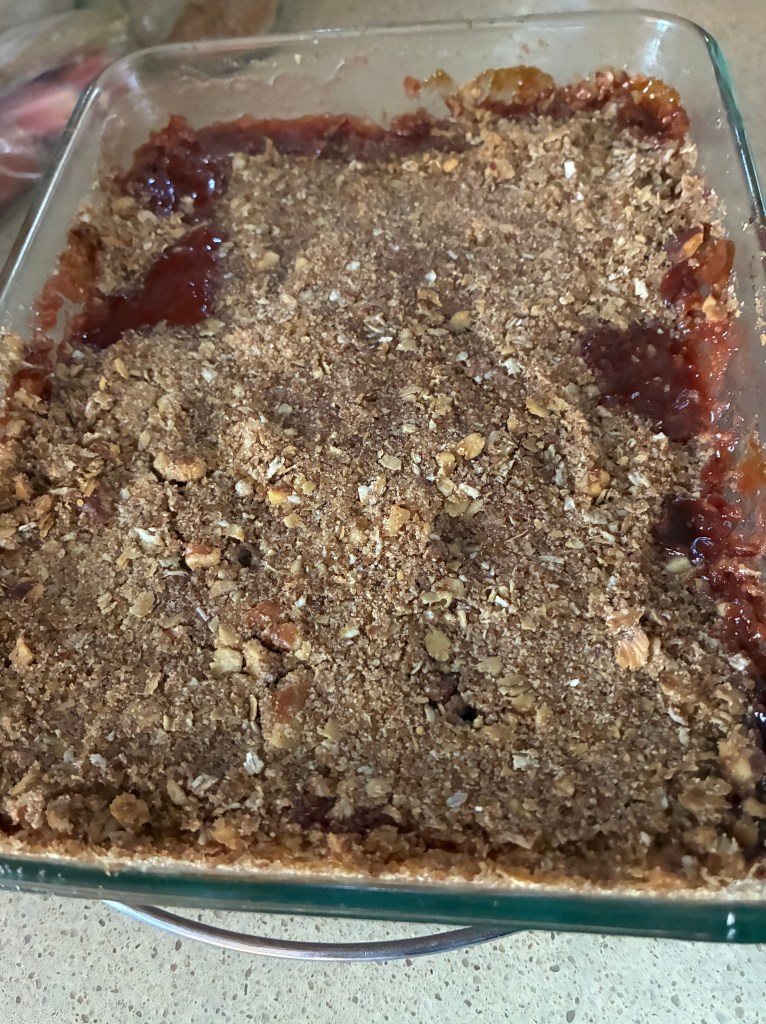 pan pf rhubarb crisp